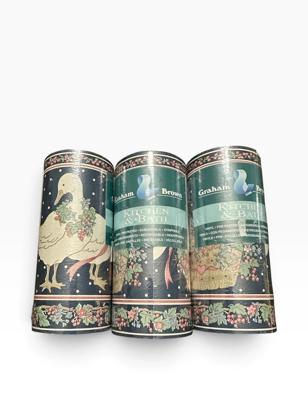Vintage 80’s /90’s Farmhouse Country Cottage Floral Goose Wallpaper Border Trim